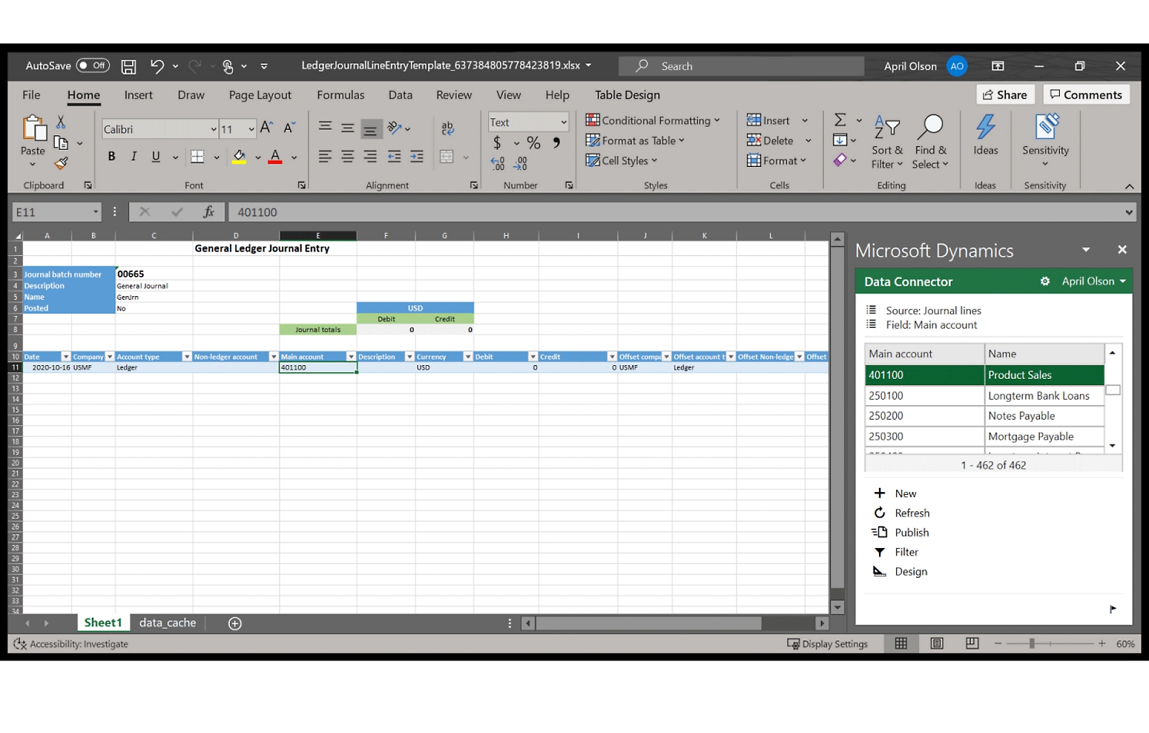 Een schermopname van het Microsoft Excel-spreadsheet.