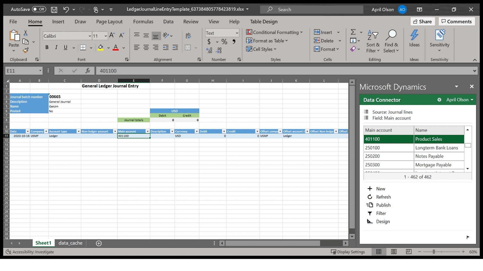Een schermopname van het Microsoft Excel-spreadsheet.