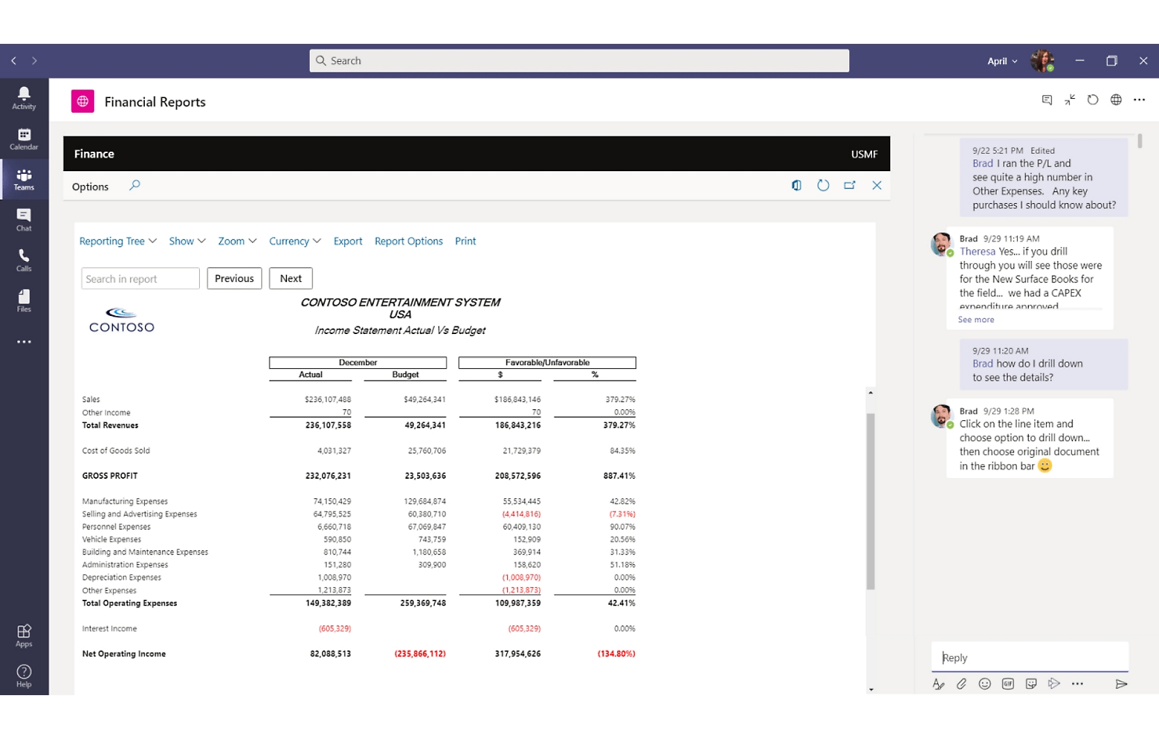 Captura de pantalla de un panel empresarial en Microsoft Office 365.