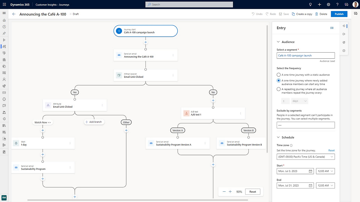 Snímek obrazovky vývojového diagramu v Azure.