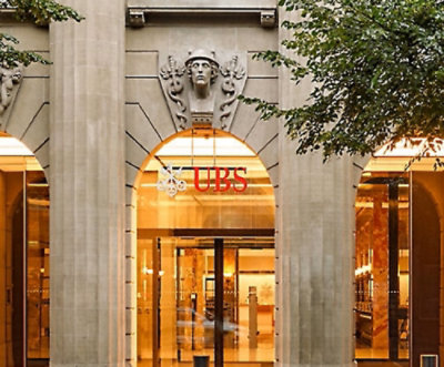 A building with glass doors.