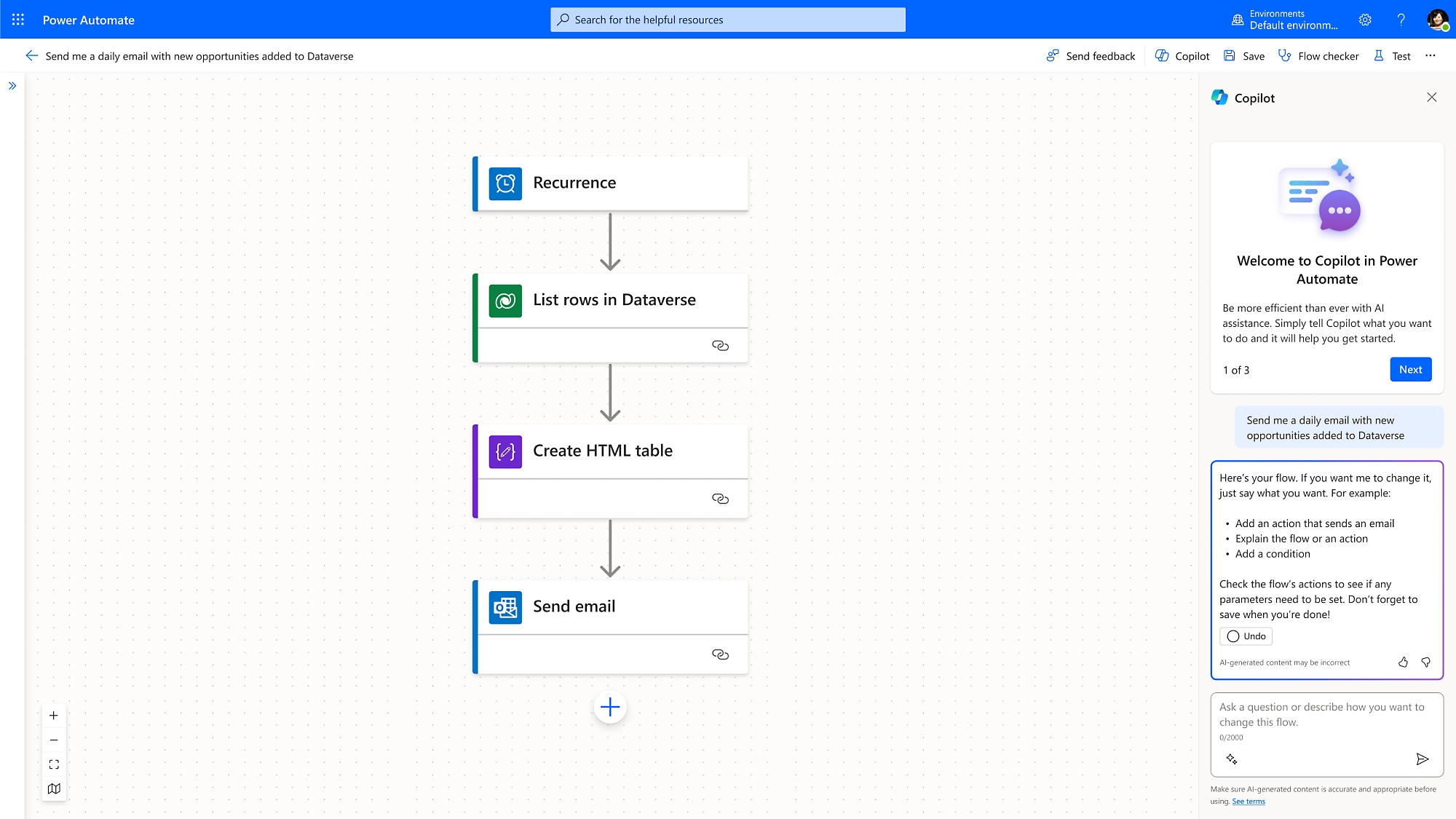 Screenshot eines Workflows in Azure.