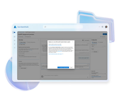 Captura de pantalla de Azure OpenAI Studio en la que se muestra un cuadro de diálogo relacionado con la implementación de un nuevo copiloto