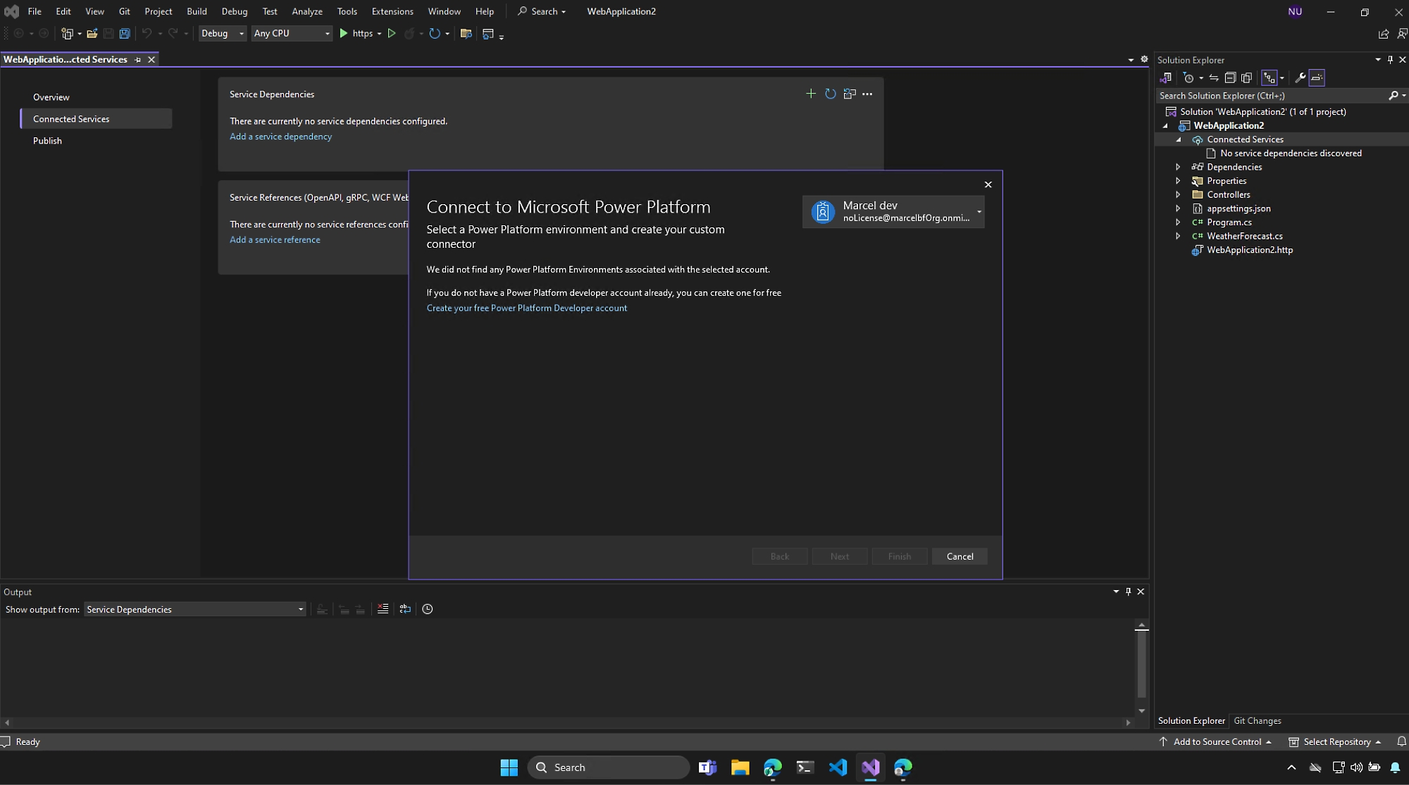 Uma captura de ecrã do editor do Adobe Visual Studio.