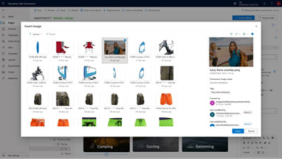 Интерфейс с различными возможностями и параметрами Dynamics 365 Commerce.