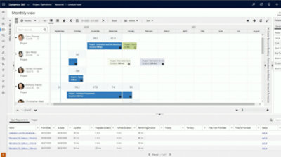 A screenshot of a computer interface showing a detailed project management software with a calendar view of tasks