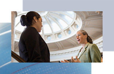 A person talking to another person