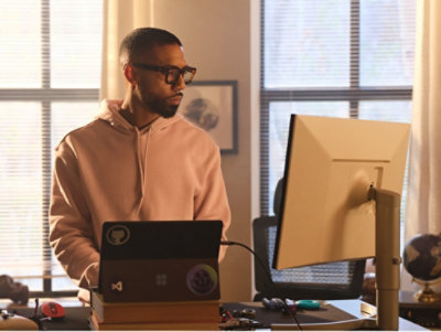 A woman holding surface