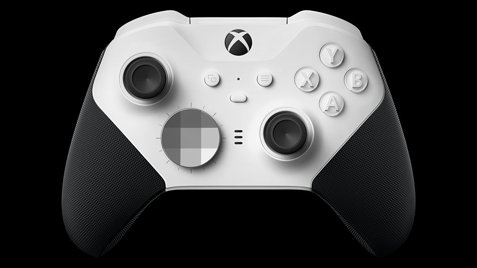 .Vue de face de la manette sans fil Xbox Elite Series 2 – Core (en blanc)