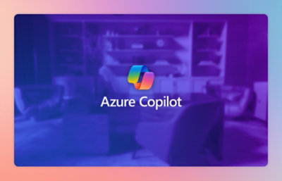 A blue background with Azure copilot text.