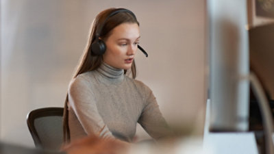 A person wearing a headset.
