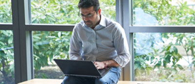 A man working on computer.