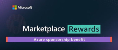 A close-up of the Microsoft Marketplace Rewards logo promoting Azure sponsorship benefits.