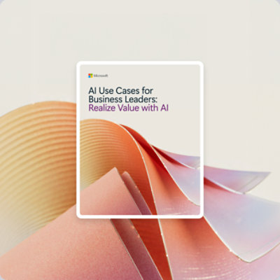 Afbeelding van een Microsoft-document met de titel "AI Use Cases for Business Leaders: Realize Value with AI"