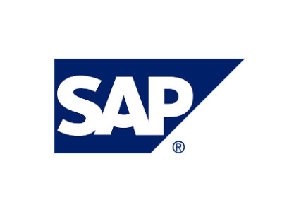 A blue and white logo with the text SAP.