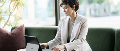 A women working on laptop.