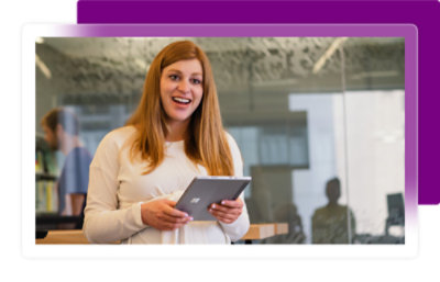 A lady holding a tablet