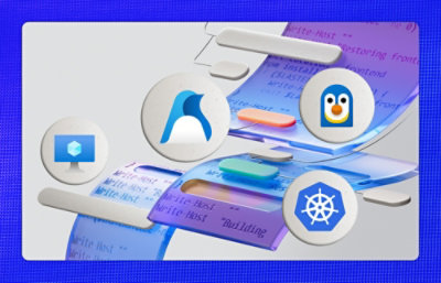 DevOps tools and cloud icons collage