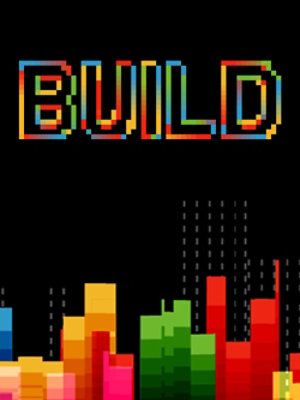Pixel‑style word ‘BUILD’ in multicolored block letters on a black background.
