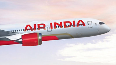 AIR india flight is flying on a sky.