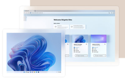 A home screen showing a window open on Windows in the cloud