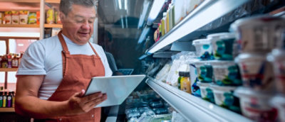 A man at grocery list