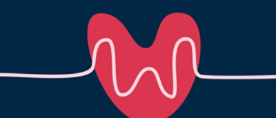 A red heart with white lines.