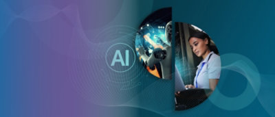 A woman in a white shirt looking at a laptop.