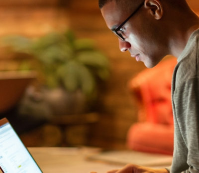 A man working on the screen