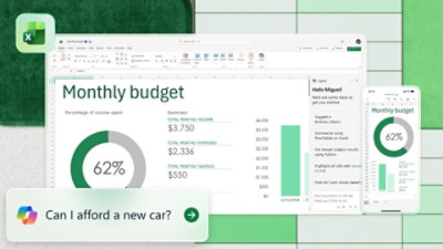 Mobile and desktop displays of an expenses spreadsheet in Excel