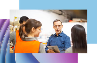 A group of people discussing