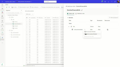 Fabric Lakehouse role with column security options