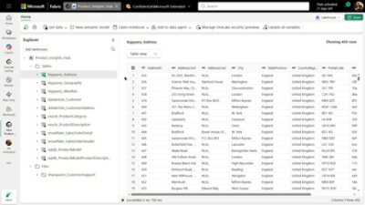 Microsoft Fabric Lakehouse table data view.