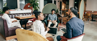 Group discussion in a room.