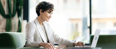a woman using laptop
