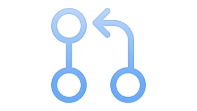 Flow diagram icon with three circular nodes connected by lines and a curved arrow pointing left.