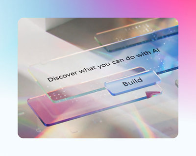 Discover what you can do with AI" text on a glass-like interface 