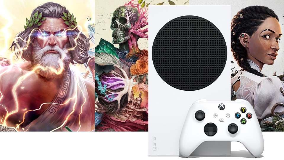 A variety of games with the Xbox Series S – 1TB (White) and Xbox Wireless Controller – Robot White