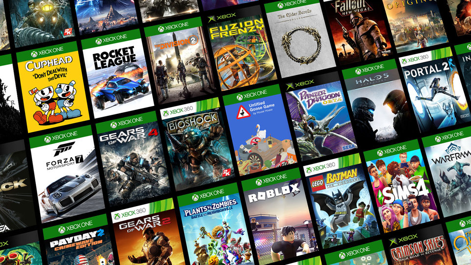 Mosaic of Xbox backward compatible game titles