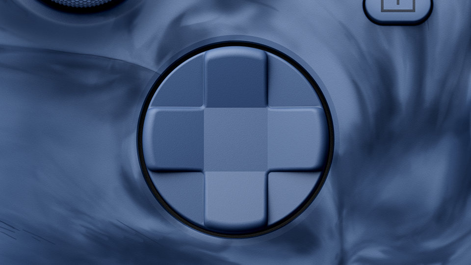Close-up of the d-pad on the Xbox Wireless Controller – Stormcloud Vapor Special Edition.