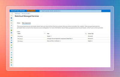  Azure portal view showing role assignments for a managed service provider within Microsoft Azure.