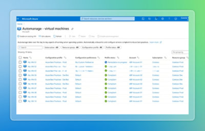 A screenshot of a computer interface displaying Automanage - virtual machines text.