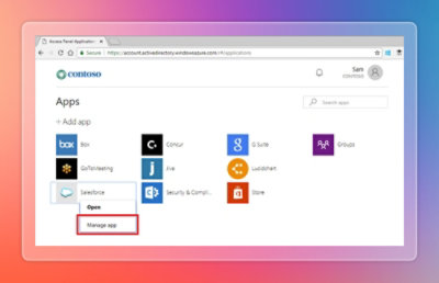 Enterprise app gallery with manage option