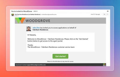 Email invitation to access WoodGrove applications