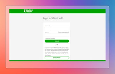 Nuffield Health login page