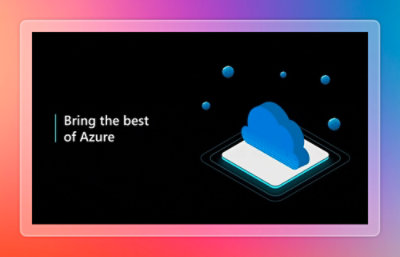 A blue cloud on a white surface with text that reads Bring the best of Azure.