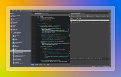 Code editor displaying a project with source files and application logic open in a development environment.