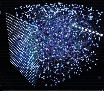 A close-up view of interconnected dots and lines resembling a network.