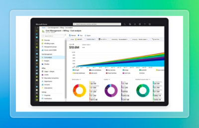 A computer screen displaying colorful pie charts and a graph.
