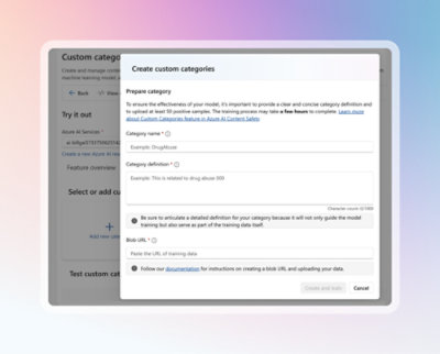 A window showing how to create custom categories